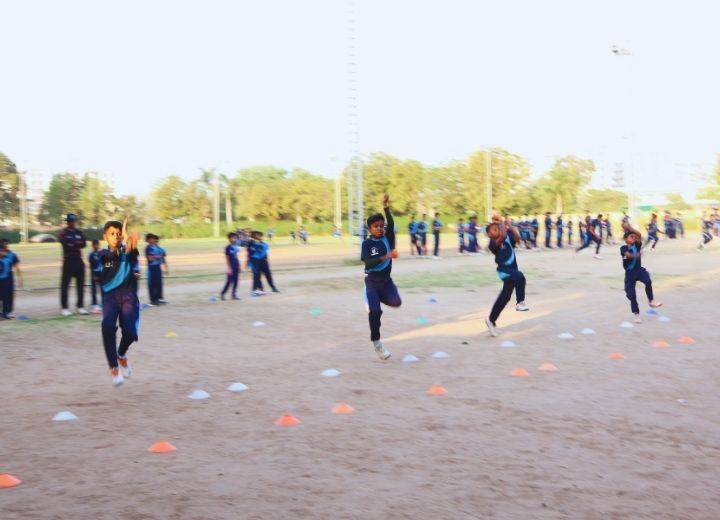 GRP Sports Academy Ahmedabad – cricket coaching with player achievements in district, state, CBCA matches, Dilip Cup, IPL trials, and international tours.