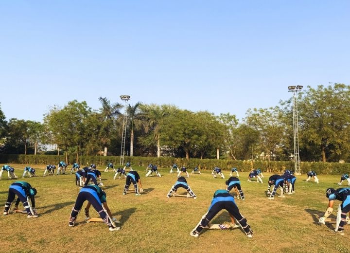 GRP Sports Academy cricket academy in Ahmedabad – players training for CBCA matches, trials, and selections to build a cricket career.