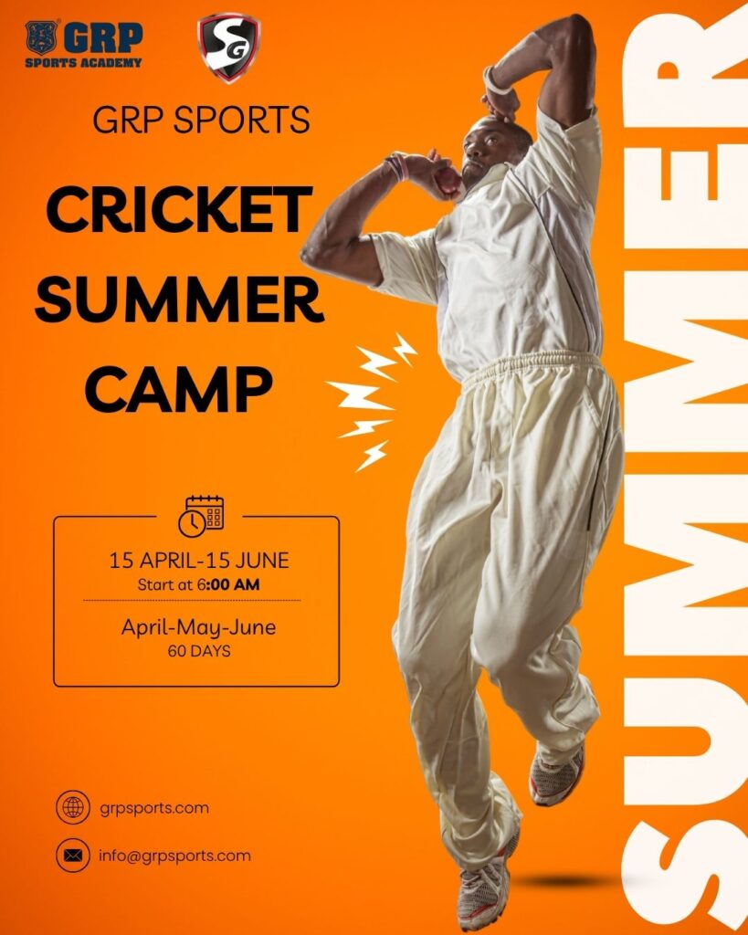 GRP Sports Academy coaches demonstrating cricket bowling techniques