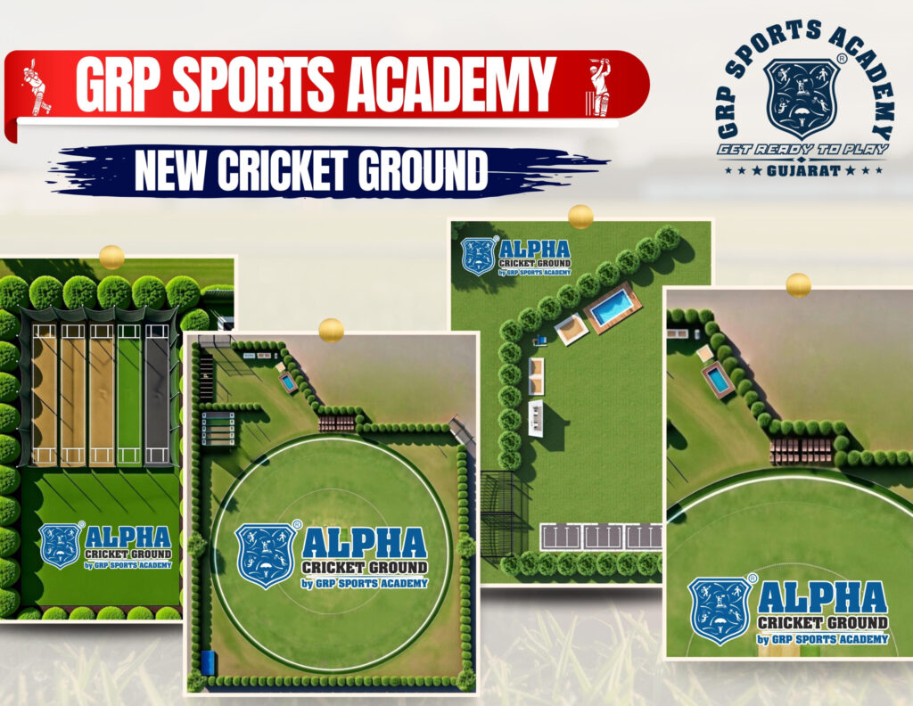 Alpha Cricket Ground in Vastral Ahmedabad with 60 meter boundary by GRP Sports Academy
