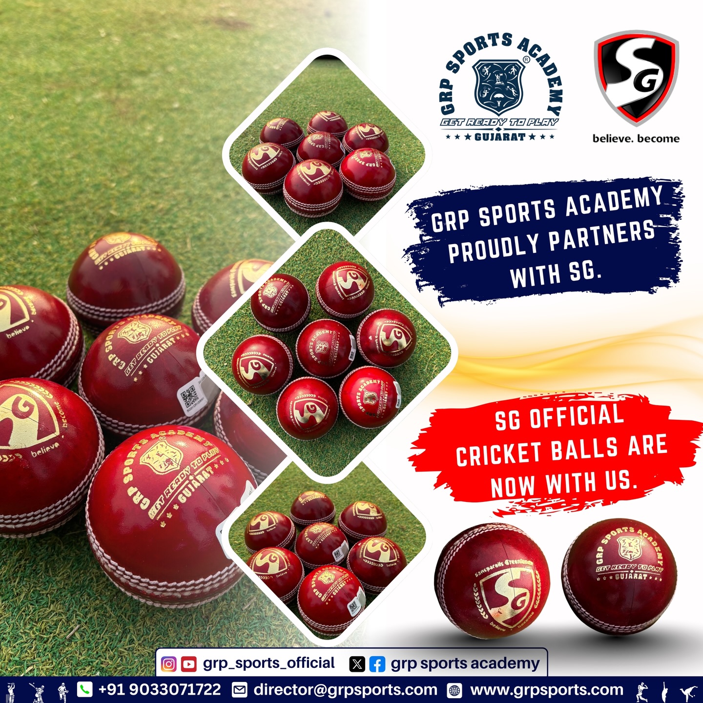 GRP Sports Academy Partners with SG Cricket Balls | Official Training Announcement